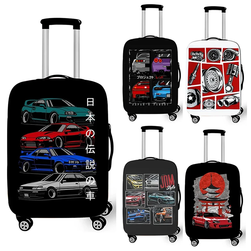 Japan JDM Racing Car Print Luggage Cover for Travel Engine Elastic Trolley Case Protective Covers Anti-dust Suitcase Covers