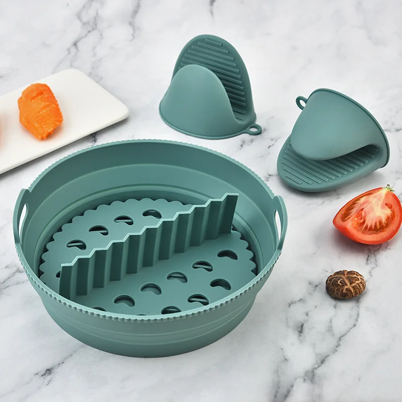 1/2 Airfryer سلة سيليكون فرن صينية الخبز قالب من السيليكون للمقلاة الهوائية البيتزا المقلية سلة الدجاج المقلاة الهوائية أطباق الخبز عموم