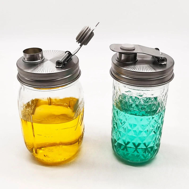 ~Regular Mouth Stainless Steel Pour Spout Flip Cap For Glass Ball  Jars