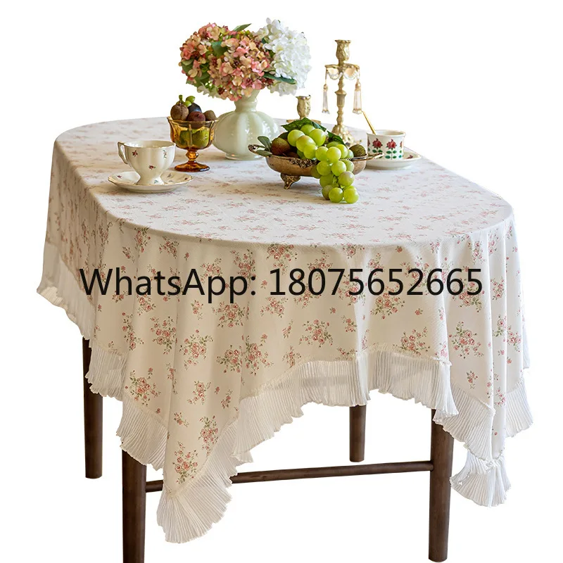 Vintage style tablecloth for home, pearl yarn cover cloth, dessert table decoration