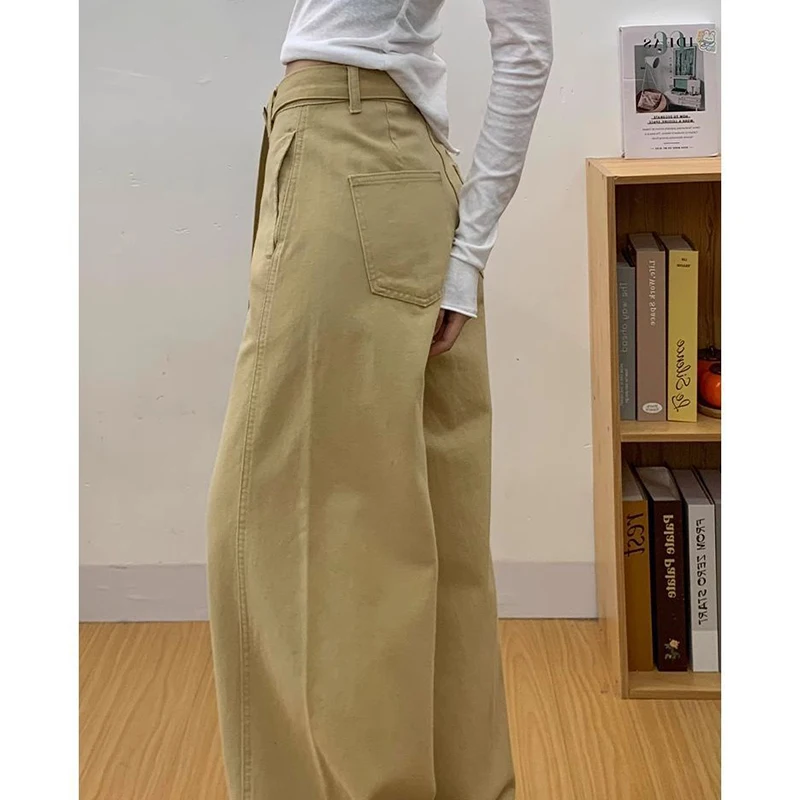 2025 женские тонкие широкие джинсы с высокой талией, женские шикарные модные свободные джинсовые брюки, женские повседневные удобные брюки в стиле ретро