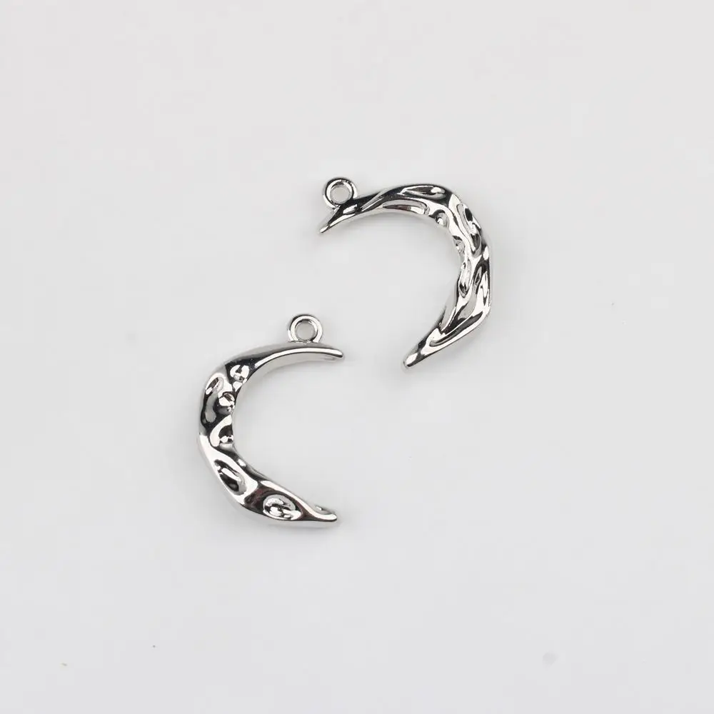 100pcs Handmade Silvery Golden Color Pendant Charms Moon Necklace Earrings Pendant Connectors Diy Jewelry Making Findings
