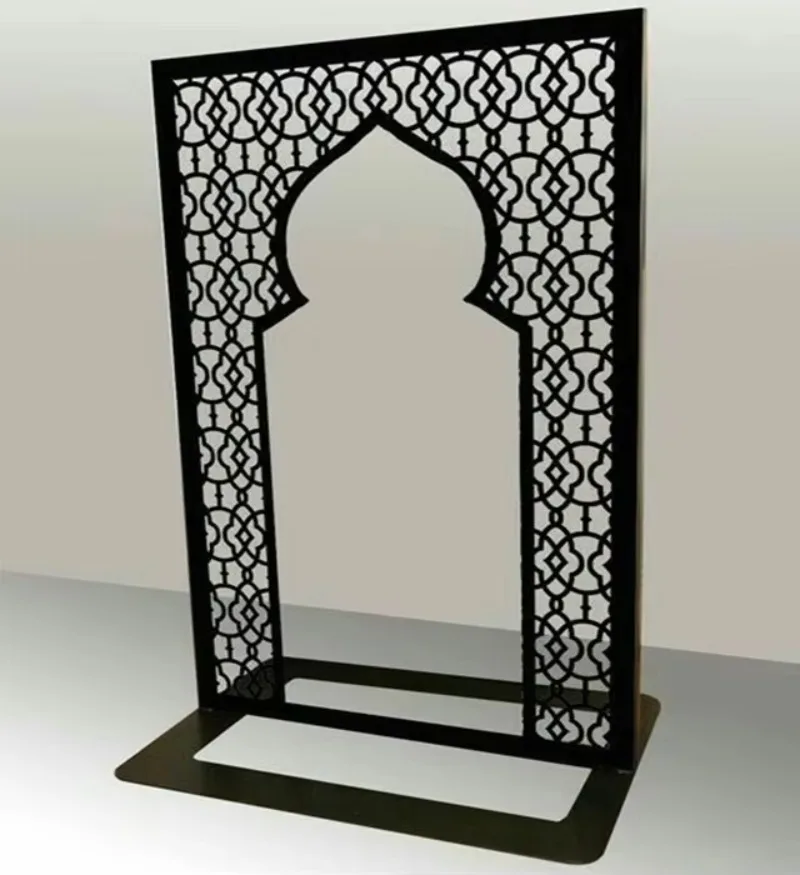 【Best-selling】Islamic Prayer Rug Rack Holder Wooden Mosque Arch Floor Standing Decoration Ramadan Eid Home Decor Janamaz Storage