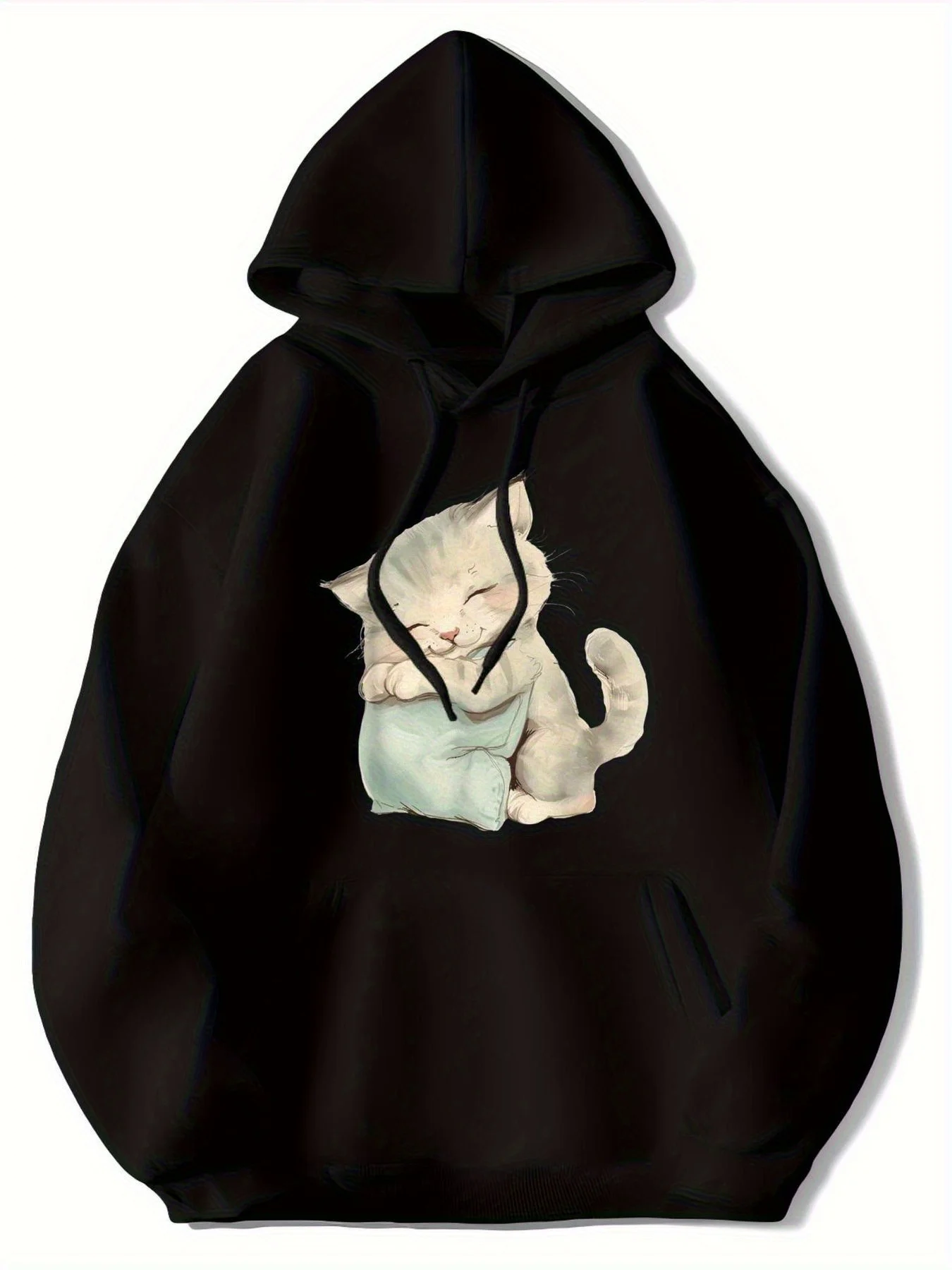 

Men's Hoodie - Black pullover sweatshirt with hood, all season streetwear, hip hop fashion for teens and adults