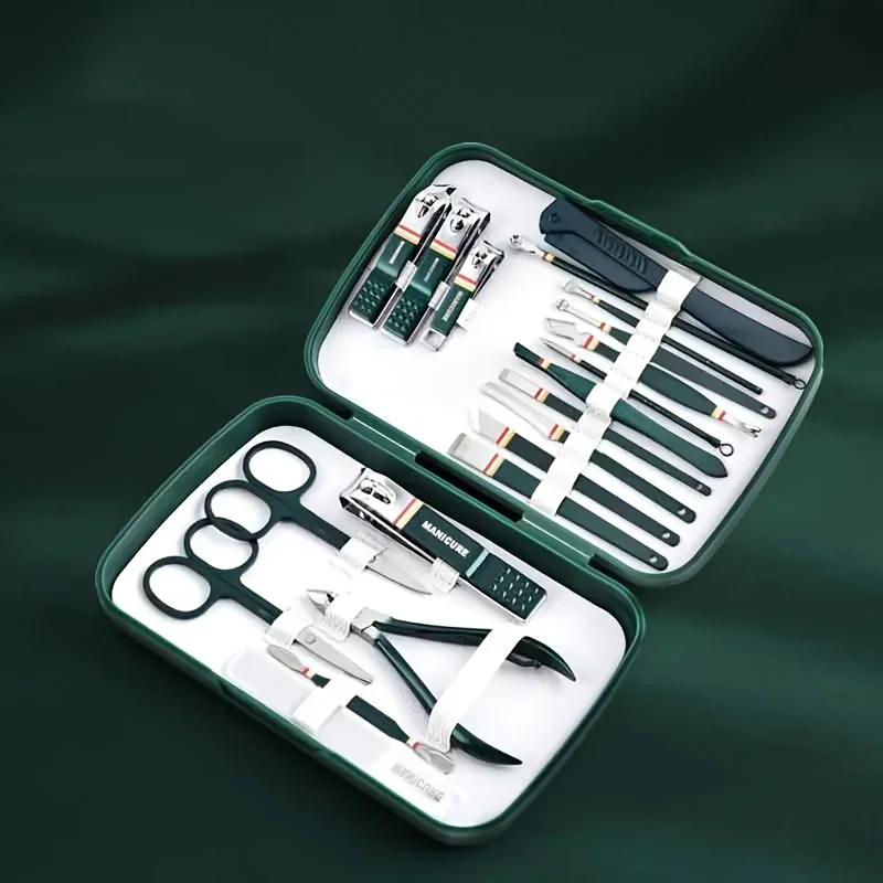プロ仕様20点ネイルケアキット ステンレス製 マニキュア＆ペディキュアセット 爪切りセット トラベルケース付き