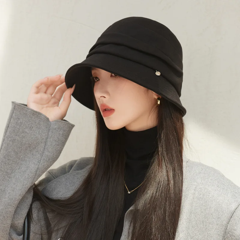 

Spring and autumn new women's hats. Korean, pure color, rolled brim, literary, all-match, face-smallening