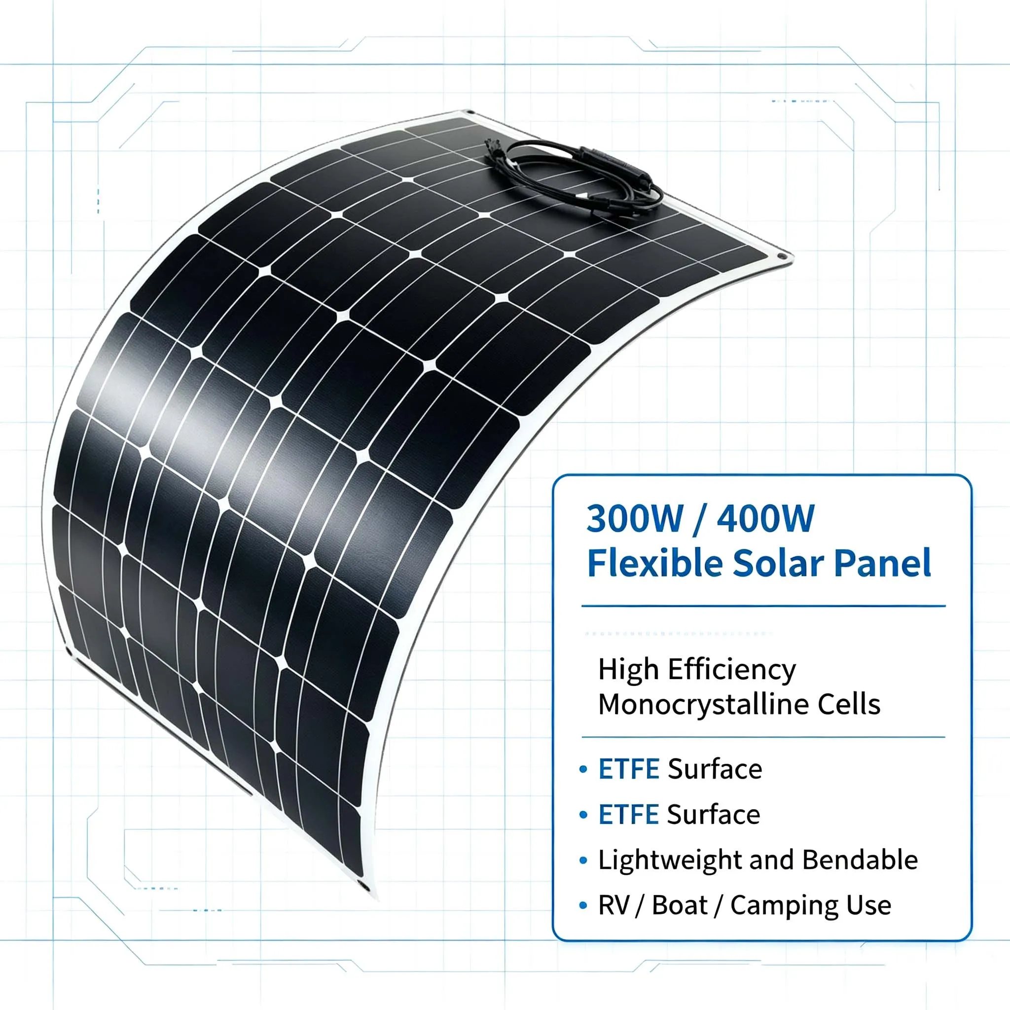 2026 High Power 300W Super Slim Bendable Flexible Solar Panel for Generating Energy Suitable for Motorhome RV Boat Outdoor Usepr