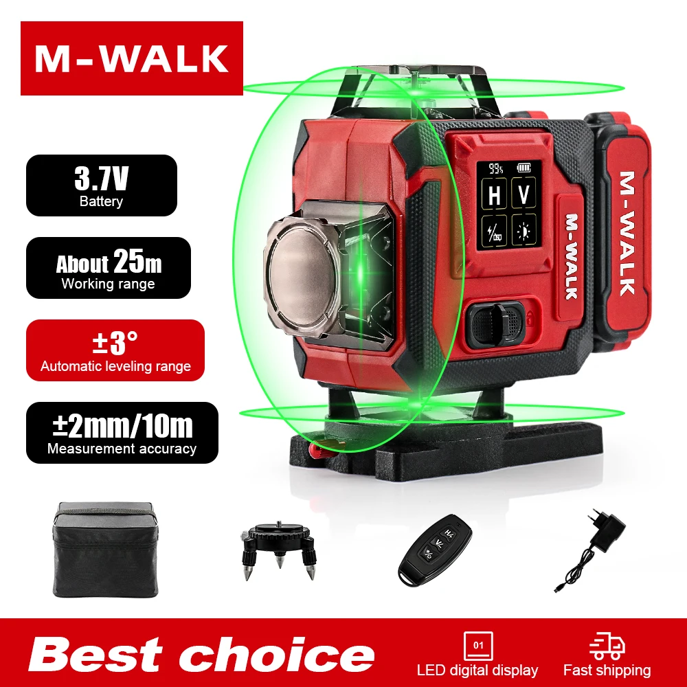 

3D/4D Laser Level machine 16 Lines lazer Horizontal And Vertical With Remote Control 360°Self-leveling Laser Leveler Power Tools
