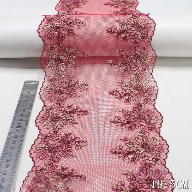

31Yds/lot Bilateral Floral Embroidered Lace Trim Red Black Mesh Clothes Accessories Lingerie Bra Underwear Sewing Dress Decor