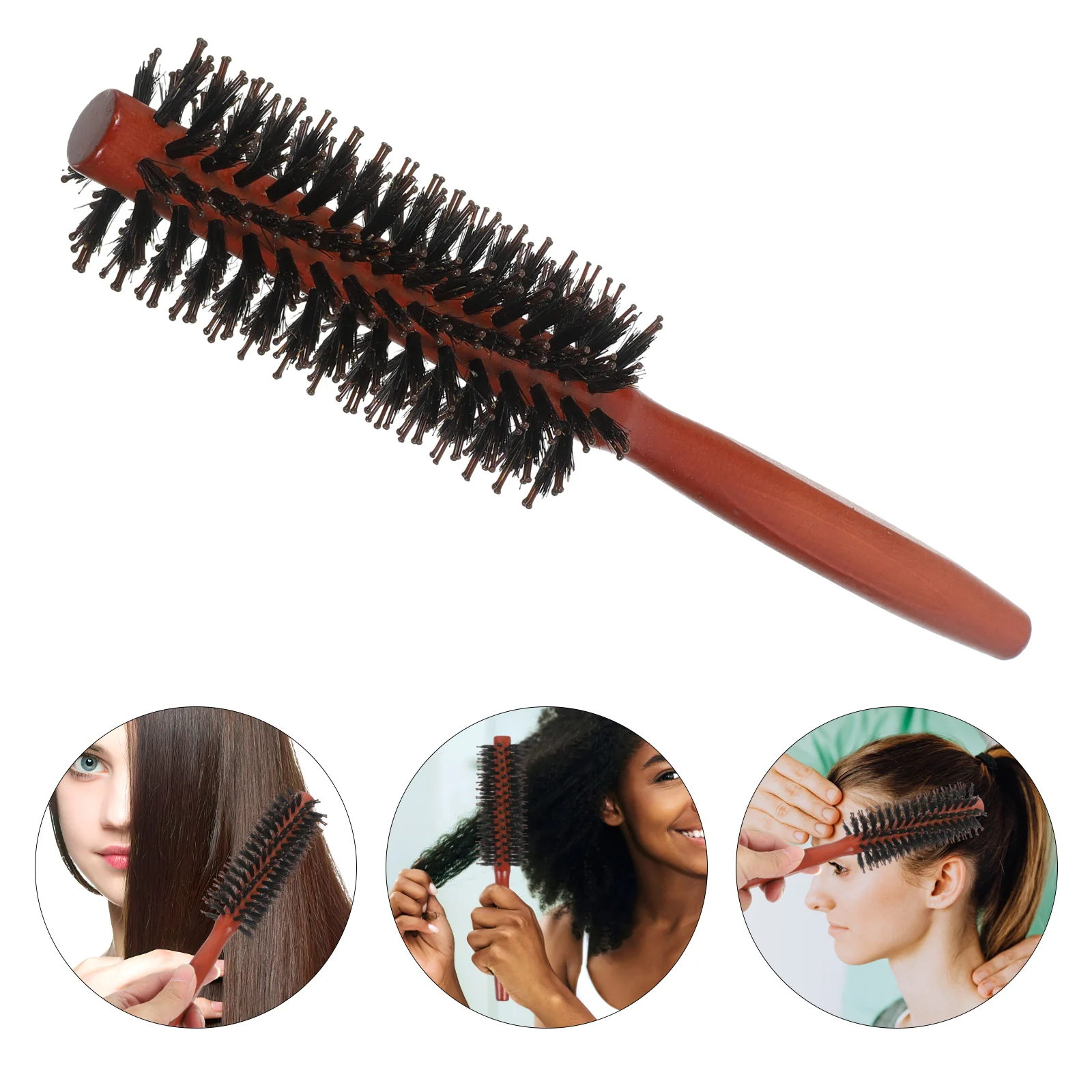 

Bristles Hair Brush Comb Round Comb Twill with Wood Handle for Hair Drying Styling Curling (Twill 10)