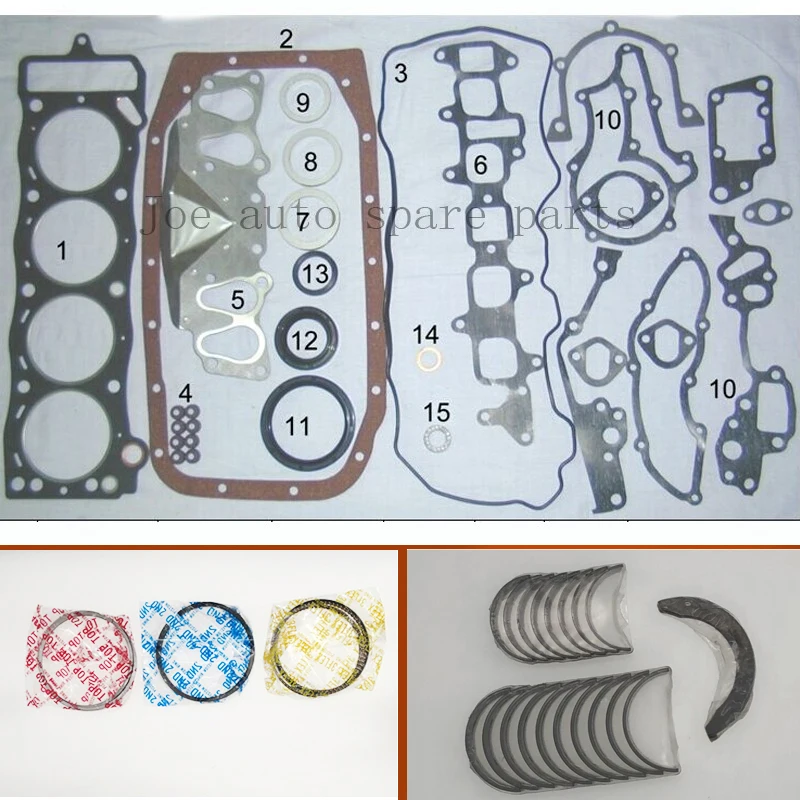 22R 22RE Full gasket set kit crankshaft connecting rod bearing piston ring for Toyota Land cruiser/4runner/Celica/Hilux 2.4L