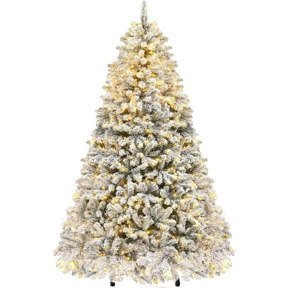 

Christmas Tree Prelit Snow Flocked Artificial Full Tree with 8 Light-Modes, 800 Branch , Party Decoration Christmas Pine