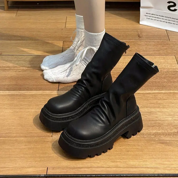 Slim Women Knee High Boots Female Platform Thick Bottom Long Booties Zapatos De Mujer view 4
