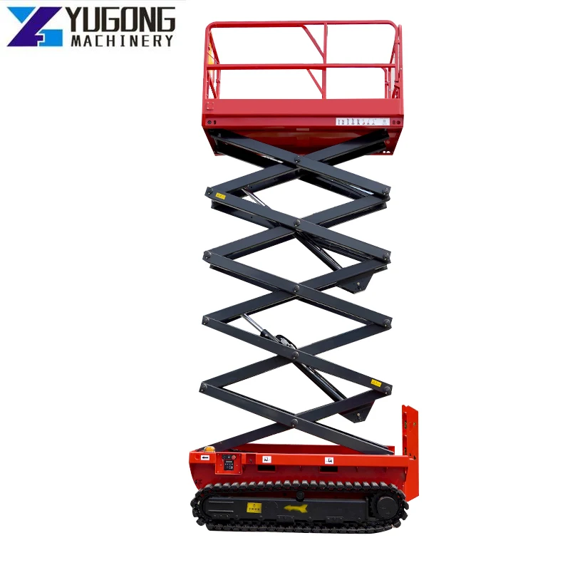 YG 6-12M 15M Scissor Lift Trailer Lift Aerial Work Platform Manual Hydraulic Lifting Platform Rough Terrain Scissor Lift 110V