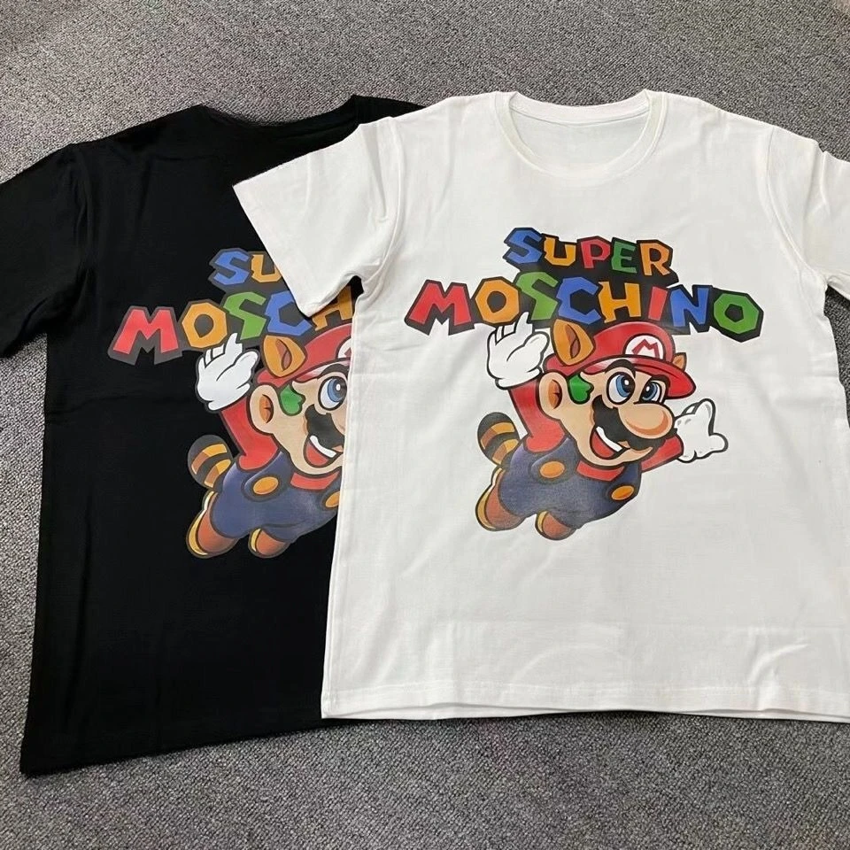 

New Mario Print Plus Size Pure Cotton T-shirt for Women, Loose Casual Round Neck Short Sleeved Couple