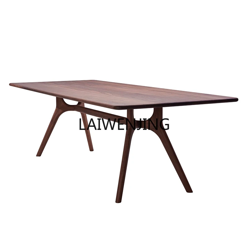 MJY black walnut meal French western meal long table legs high-end all-solid wood furniture customization