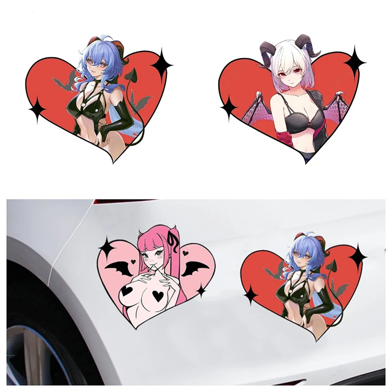 

Car Stickers Sexy Girl Devil Heart Shape Creative Decals Waterproof Vinyl Car Wrap Simple Decor
