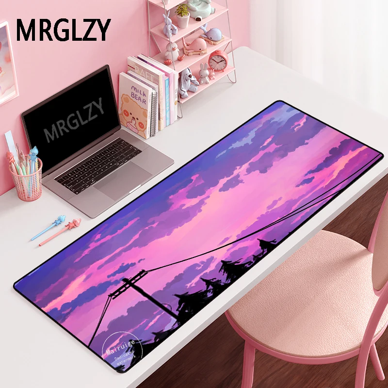 

MRGLZY Pink Sunset Mouse Pad XXL Mouse Mat Gamer Desk Mats Kawaii 900X400 Gaming Accessories Large MousePad for Computer Desk