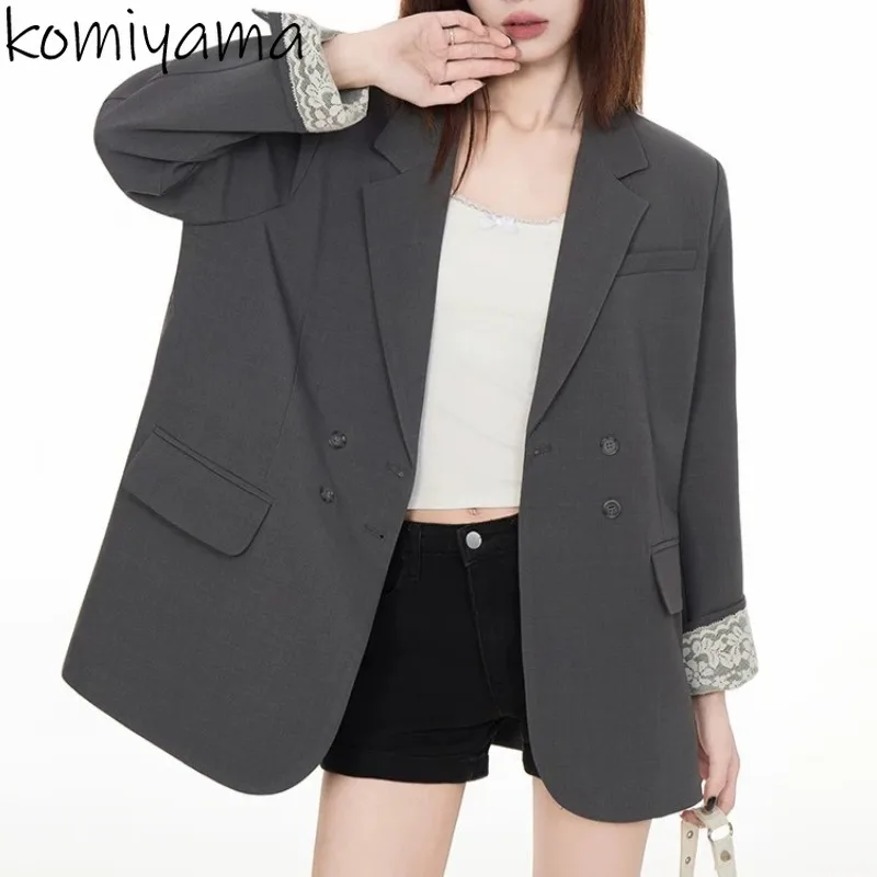 

Кружевная жаккардовая куртка Chaquetas De Mujer 2022, куртка с воротником и длинными рукавами, корейские повседневные куртки, верхняя одежда, женская одежда