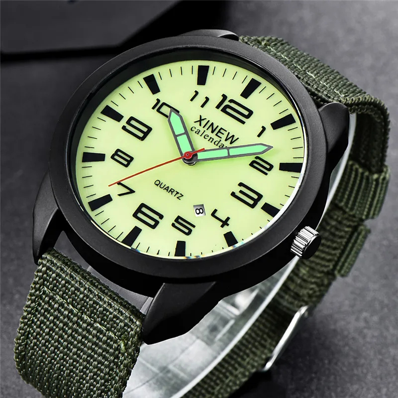 Original XINEW Brand Cheap Watches For Men Fashion Nylon Band Military Sports Date Quartz Watch Erkek Barato Saat Montre Homme