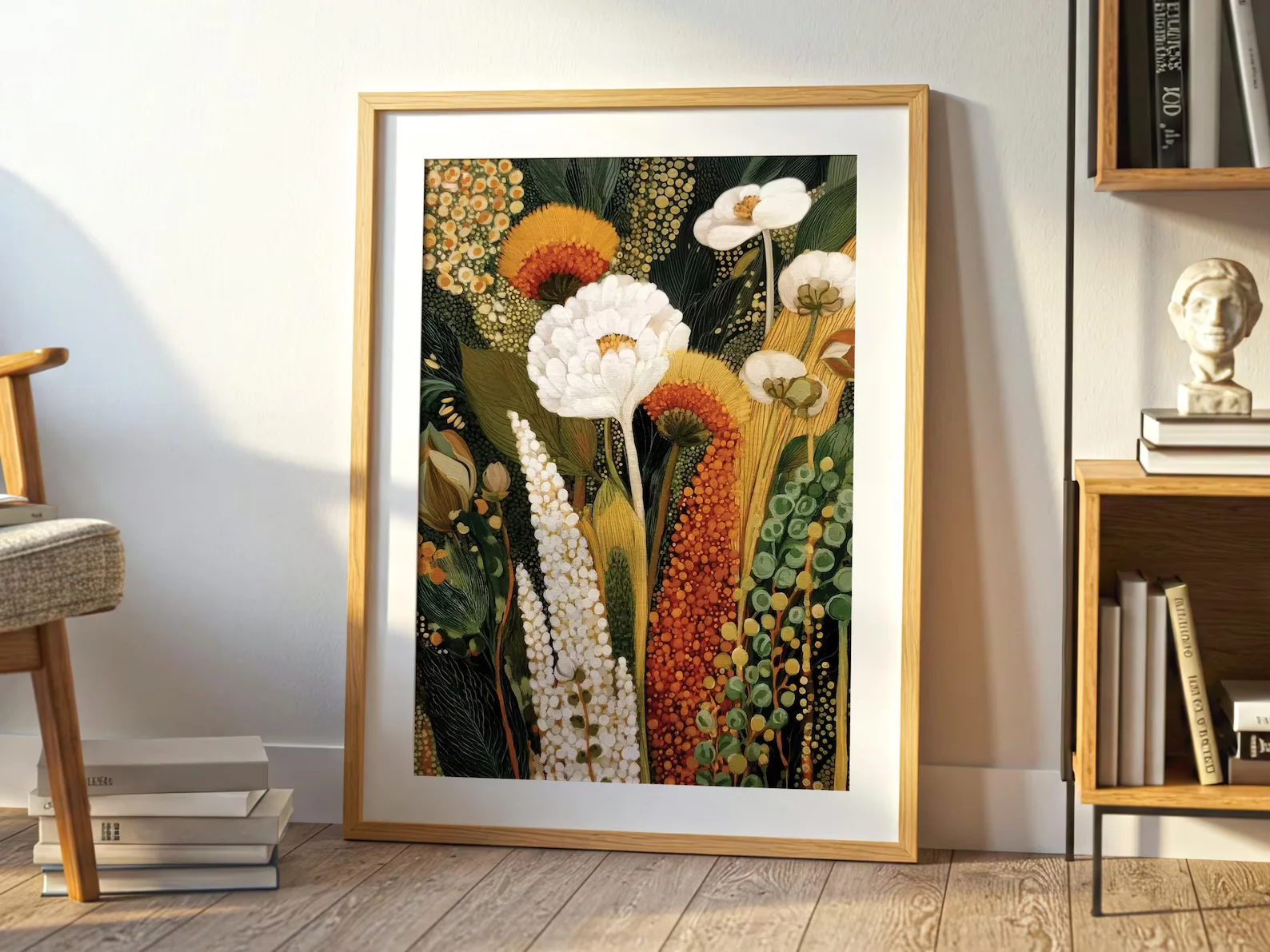 الطباعة النباتية التجريدية: ملصق فرع ديكور استوائي ترابي، طباعة فنية جدار المطبخ، ديكور نباتي، نمط ريفي المزرعة