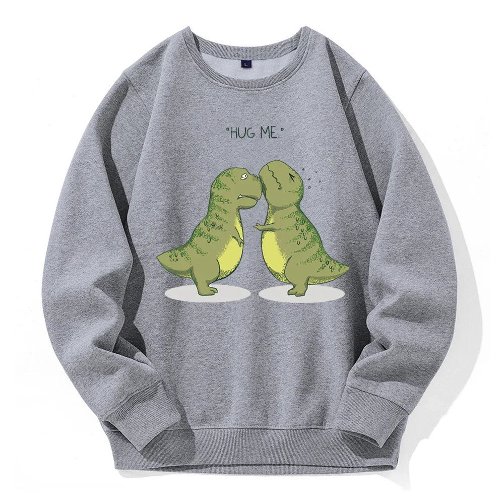 

Hug Me Kawaii Green Little Dinosaur Printing Man Sweatshirt Novelty Fashion Hooded O-Neck Casual Clothes Customize Loose Hoodies