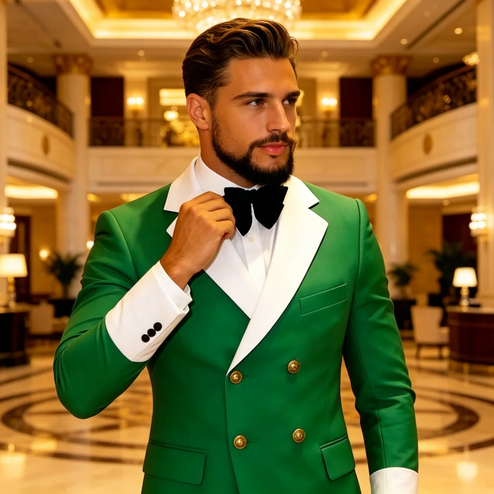 

Men's Slim Fit 2-Piece Tuxedo with Trench Coat Suitable for Dance Concert Wedding Occasions