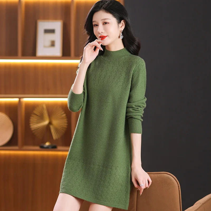 Pull Woman Clothing New Half Turtleneck Warm Pullover Tops Female Jumper Basic Wear Short Dress Autumn Winter Knitwear Sweater