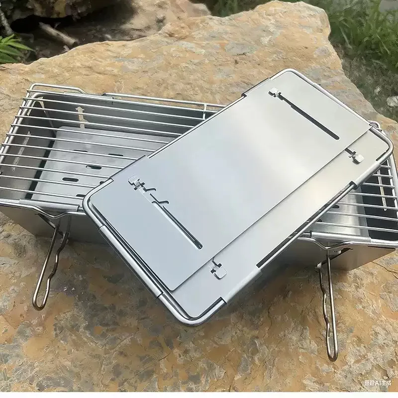 Stainless steel folding folding grill medium grill 1 second folding square portable belt