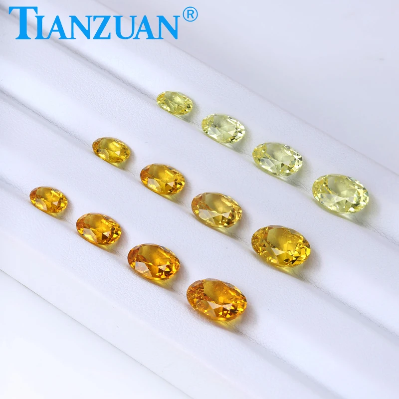 

Yellow Color Lab Grown Sapphire Oval Shape Natual cut Synthetic Corundum Sapphire With Inculsions with AGL Certificate
