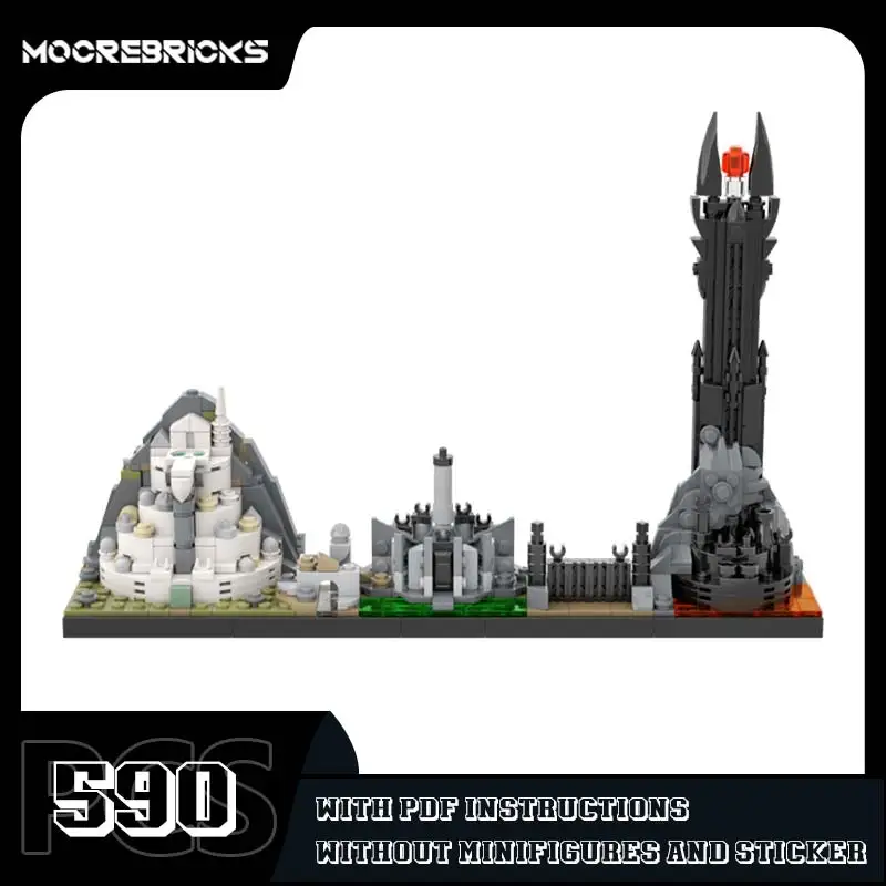 MOC Skyline Castle Scenery War Model Famous Movie Two Towers Architecture Building Block Bricks Assembling Toy Gift Boxes