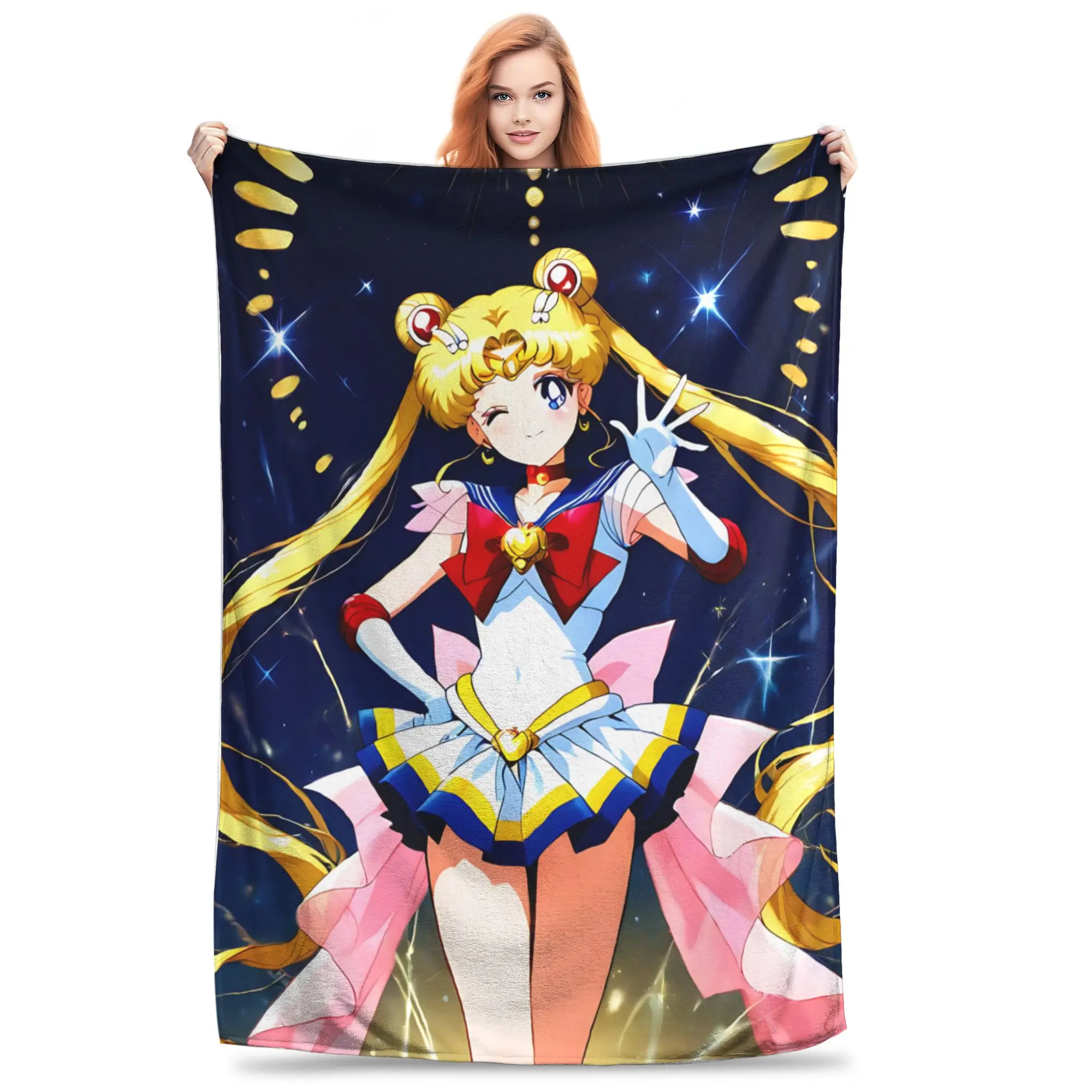 1PC home Cutecore Room Decor Sailor Moons Blanket Throw Blanket  Novelty Warm Blanket All Season