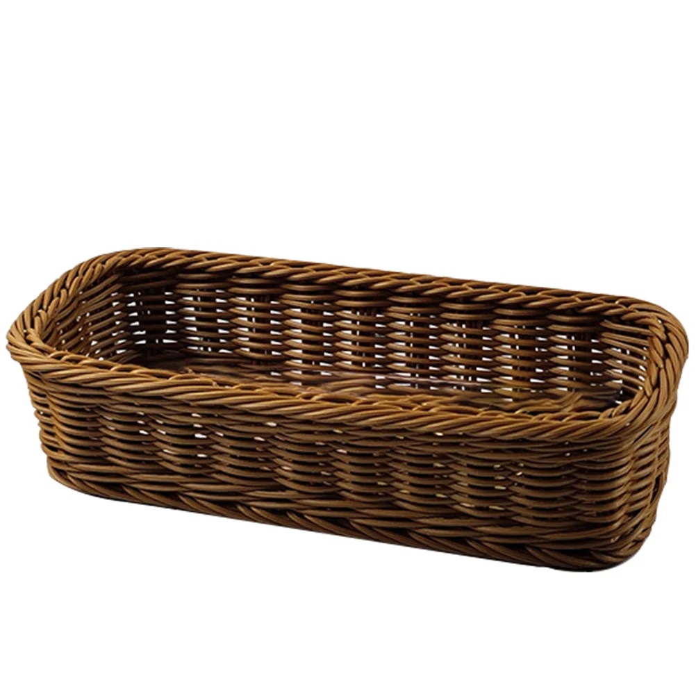 Rattan-like Woven Storage Basket Silverware Organizer Bandejas Square Baskets Multifunctional Chopsticks Plastic Box