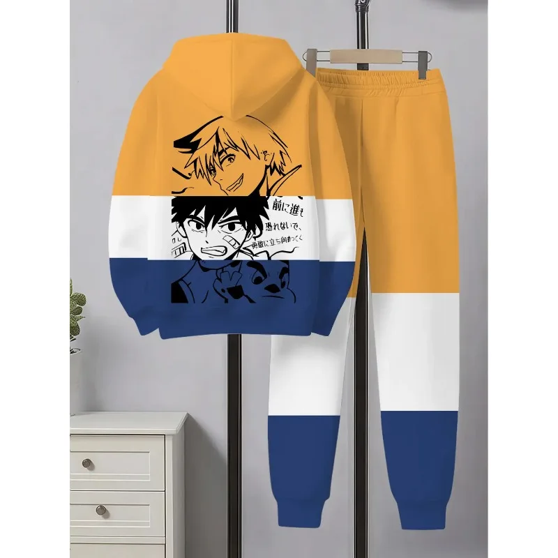 الربيع والخريف عارضة الرياضة الكرتون أنيمي شخصية 3D المطبوعة الرجال الكتف نمط هوديي أعلى السراويل قطعتين مجموعة #6