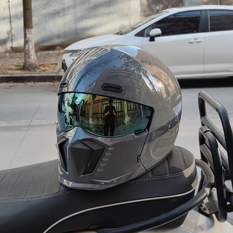 ORZ motorcycle retro helmet cruise men\'s and women\'s combination full helmet scorpion helmet reserved Bluetooth headphone slot