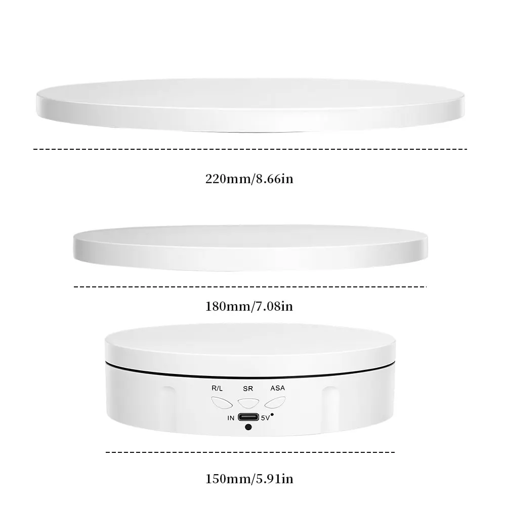 New 360 Degree Rotating Electric Turntable USB Charging/Battery Operated Automatic Revolving Platform for Model Cake 3D Images