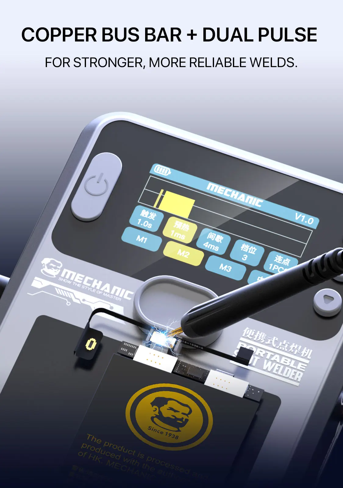 Mechanic PN360 Portable Spot Welding Machine with 4000mAh Battery HD LCD Display for Mobile Phone Battery Line Welding