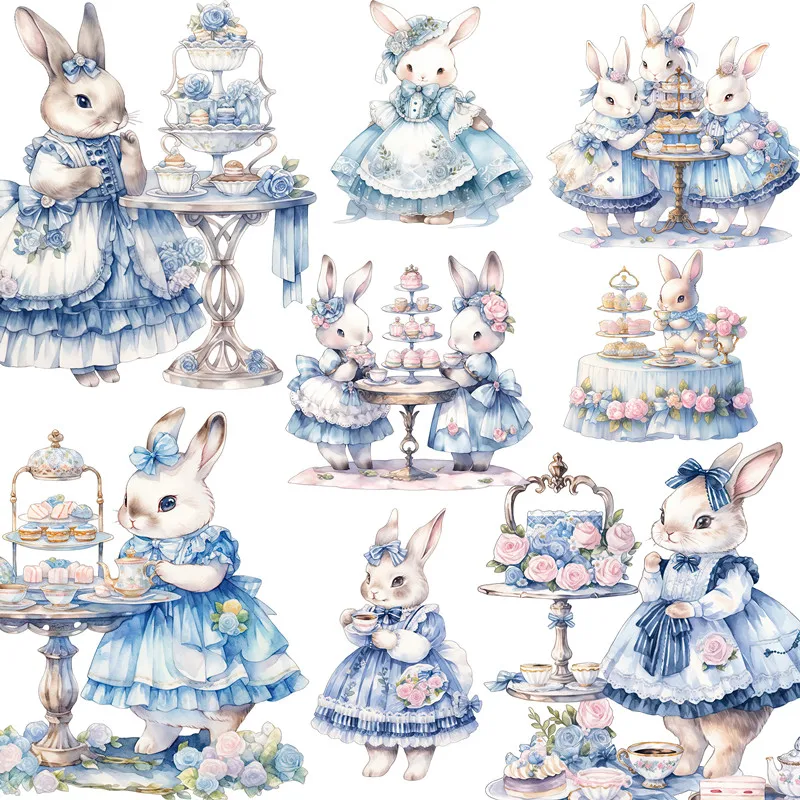 Blue Skirt Rabbit Stickers Crafts And Scrapbooking stickers kids toys book Decorative sticker DIY Stationery