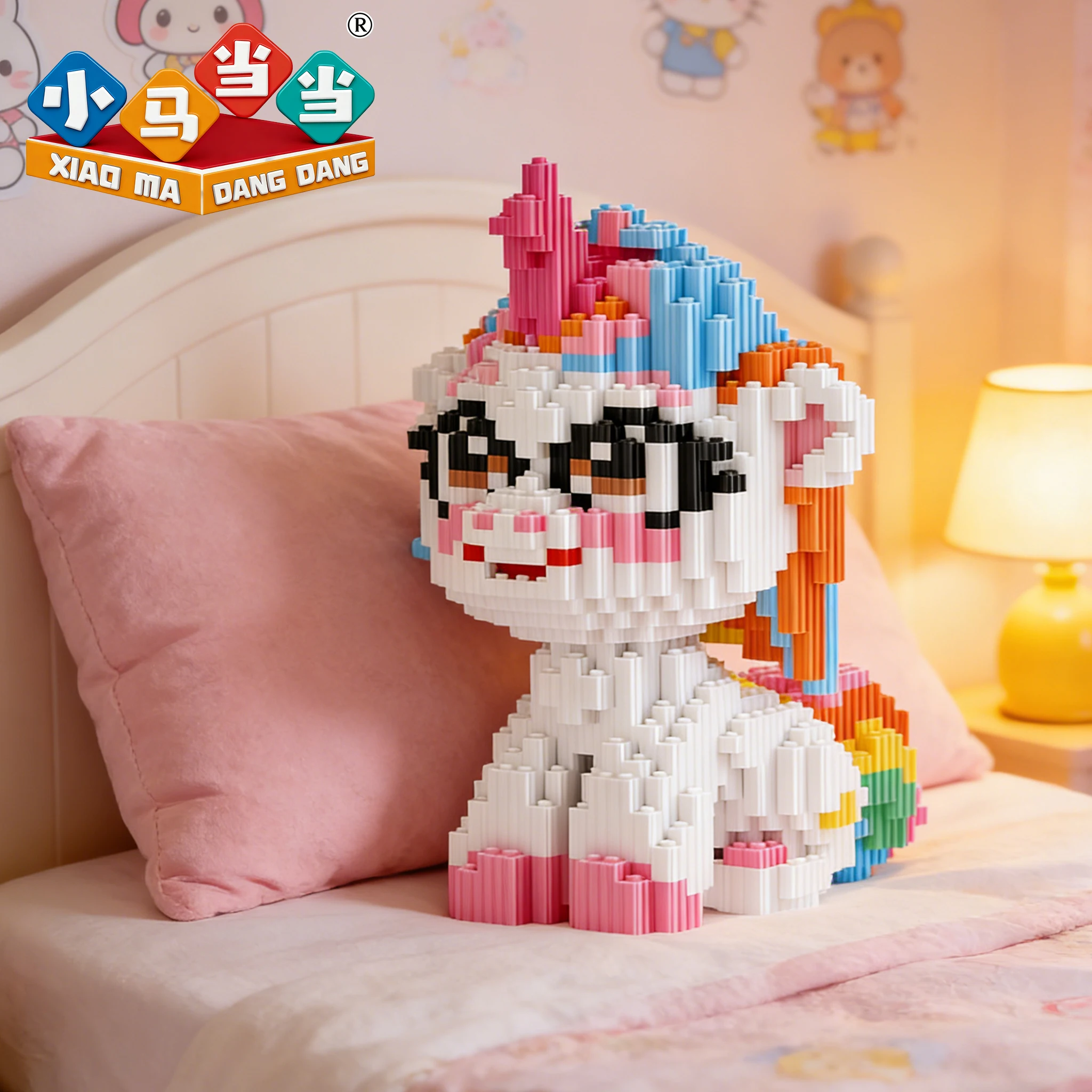 

Cute Rainbow Unicorn Building Blocks Set Compatible With Lego Bricks Kawaii Assembly Toy Fidget Creative Blocks Room Decorations