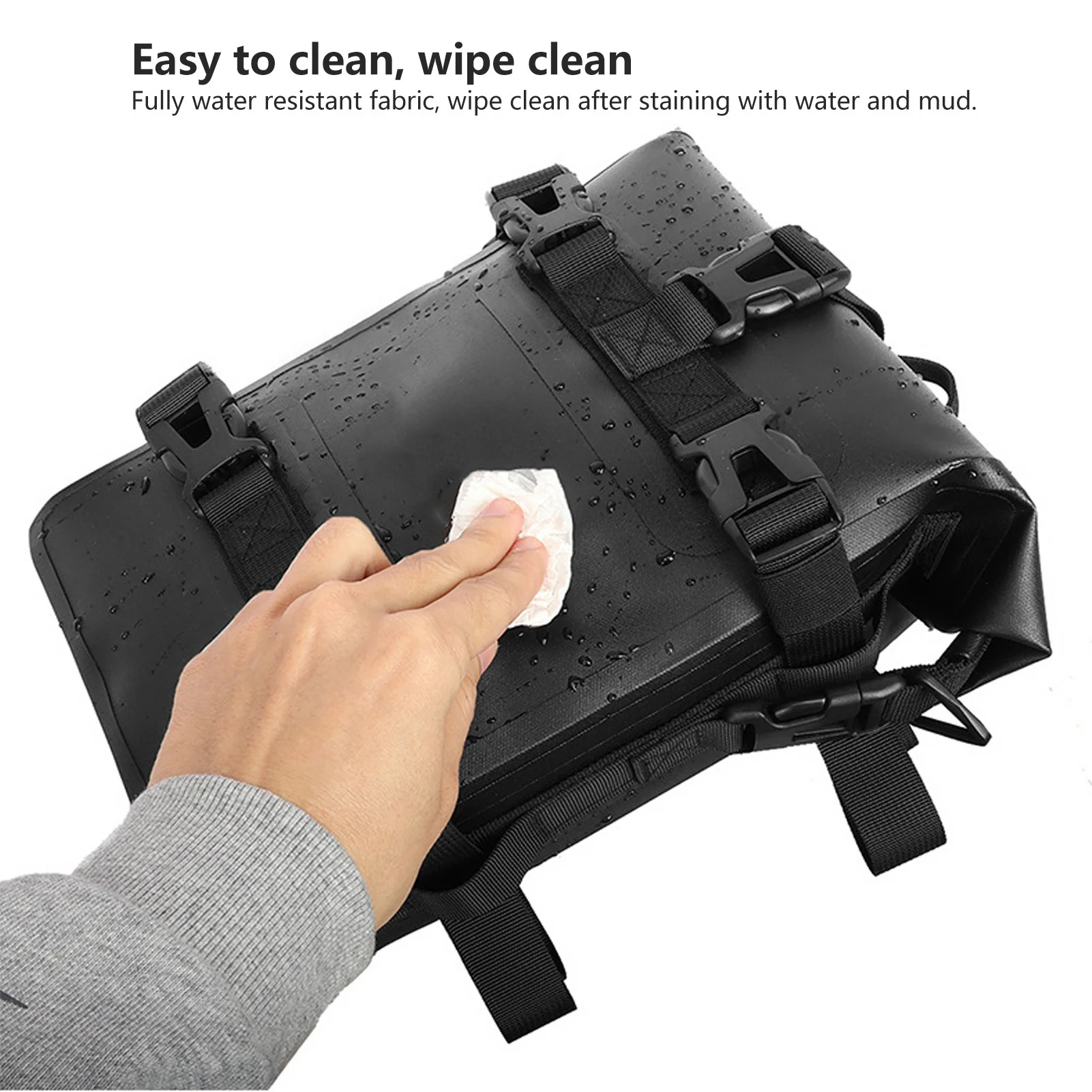 Motorcycle Crash Bar Bag 4L Waterproof Quick Release Universal Motorcycle Tail Bag Side Bag for Travel Black