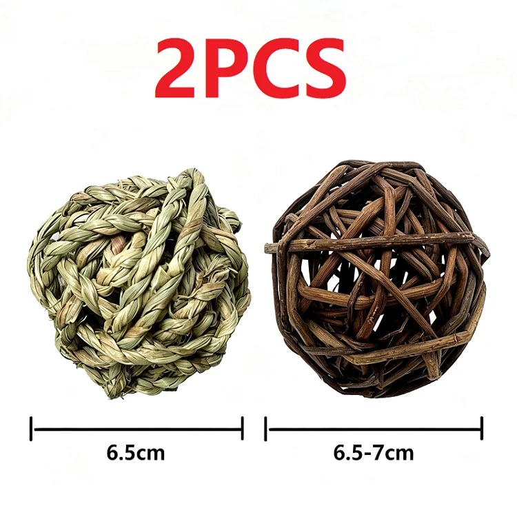 7CM Kleine Tier Kauen Geflochtene Kugel Natürliche Gras Haustier Interaktive Kauen Spielzeug für Meerschweinchen Kaninchen Hamster XCWJ02 – Detail 3