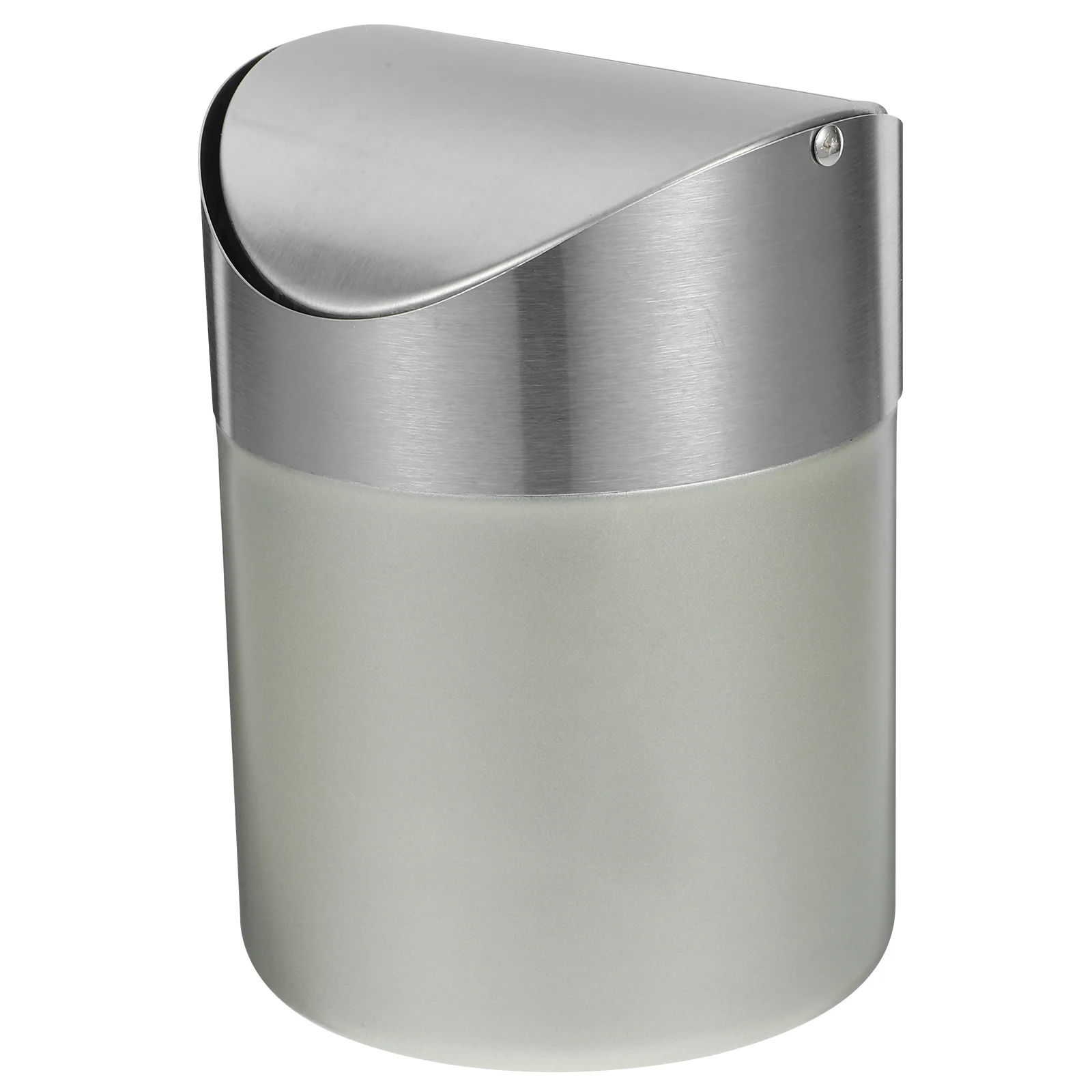 

Stainless Steel Small Trash Can Desktops Creative Covered Trash Holder Desk Wastepaper Can