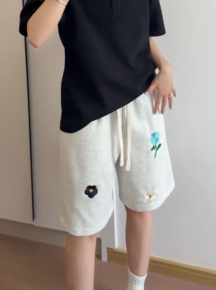 

Мужские летние повседневные спортивные шорты Cleanfit с вышивкой, цветочным узором, средней посадкой, прямым кроем, из тонкой ткани, модные, для активного отдыха, молодежные