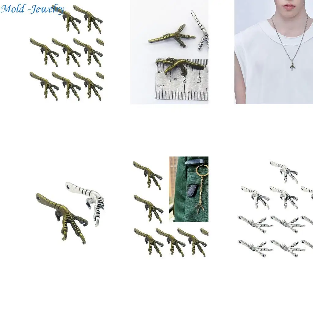 

69HB 10PCS Elegant Charm Necklace Pendant Bird Claw Handmade Jewelry Pendant