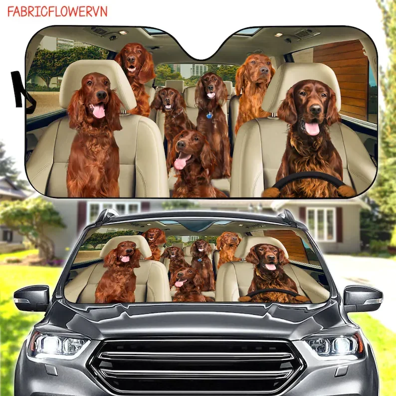 Irish Setter Car Sunshade, Irish Setter Car Decoration, Dog Windshield, Dog Lovers Gift, Dog Car Sunshade, Gift For Mom, Gift Fo