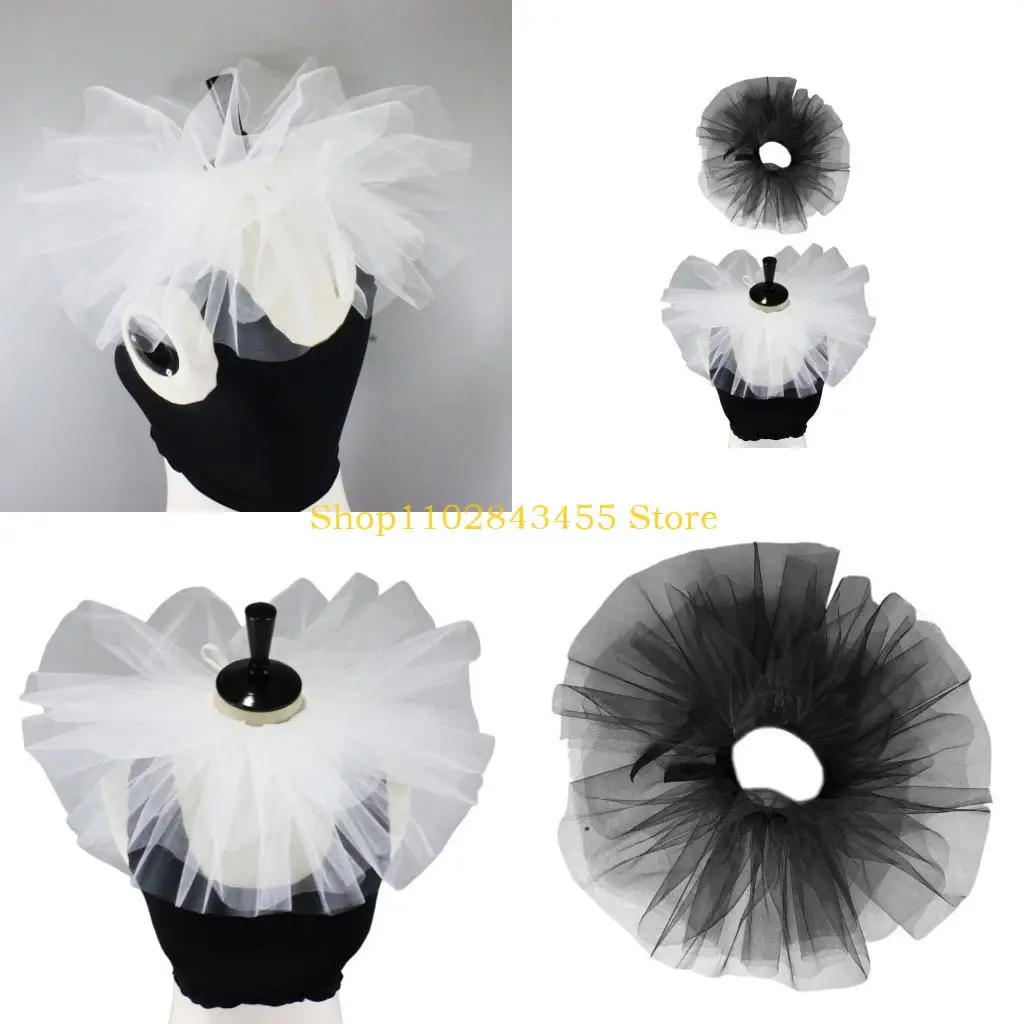 49MC Layered Ruffle Detachable Faux Collar Lightweight Mesh For Renaissances Costume