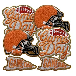 6pcs Game Day Element Iron-on Cloth Patch Football Helmet Cloth Patch Football Team Uniform Dly Backpack Decoration Decals,