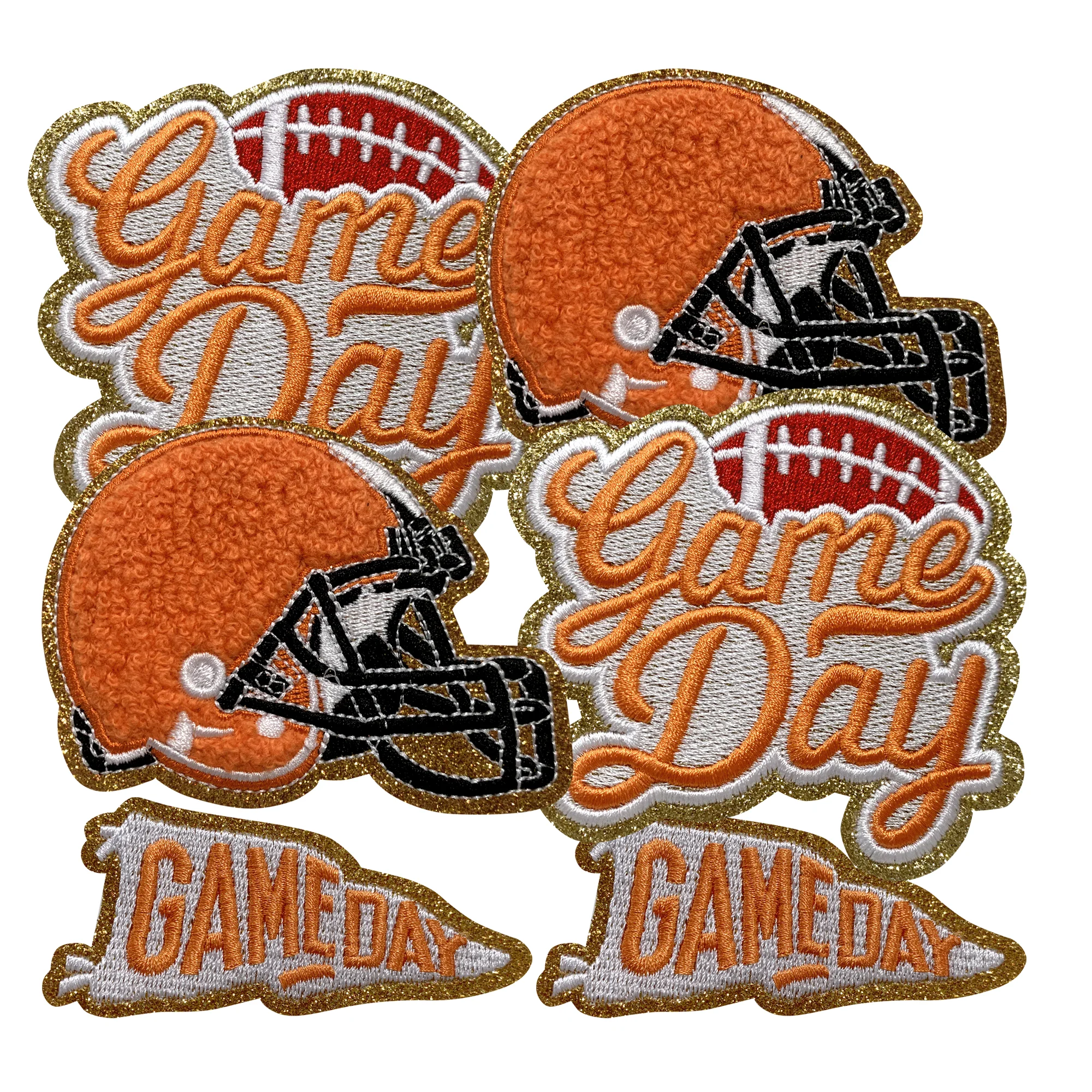 6pcs Game Day Element Iron-on Cloth Patch Football Helmet Cloth Patch Football Team Uniform Dly Backpack Decoration Decals,