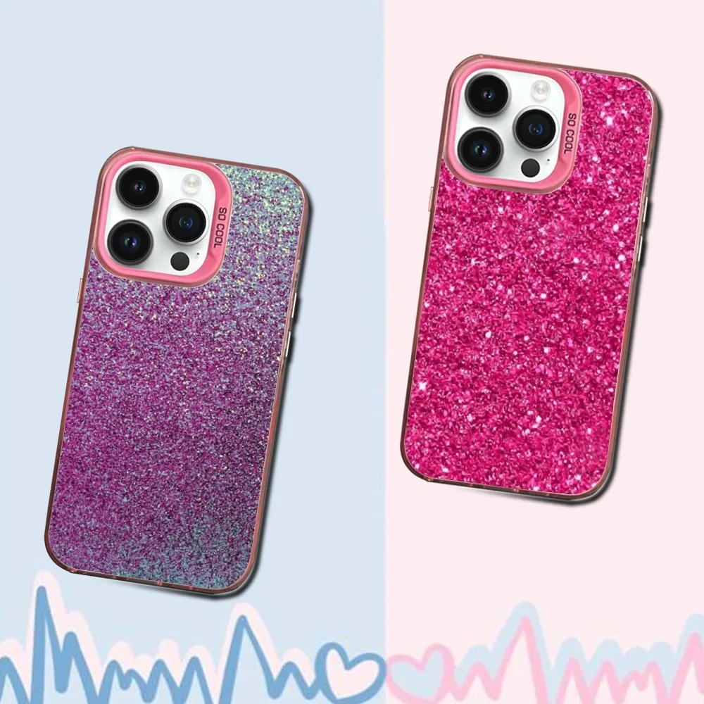 

Dazzling Pink Glitter Phone Case For iPhone 16,15,14,13,12,11,Mini,Pro,SE,MAX Pink Matte Silicone Cover