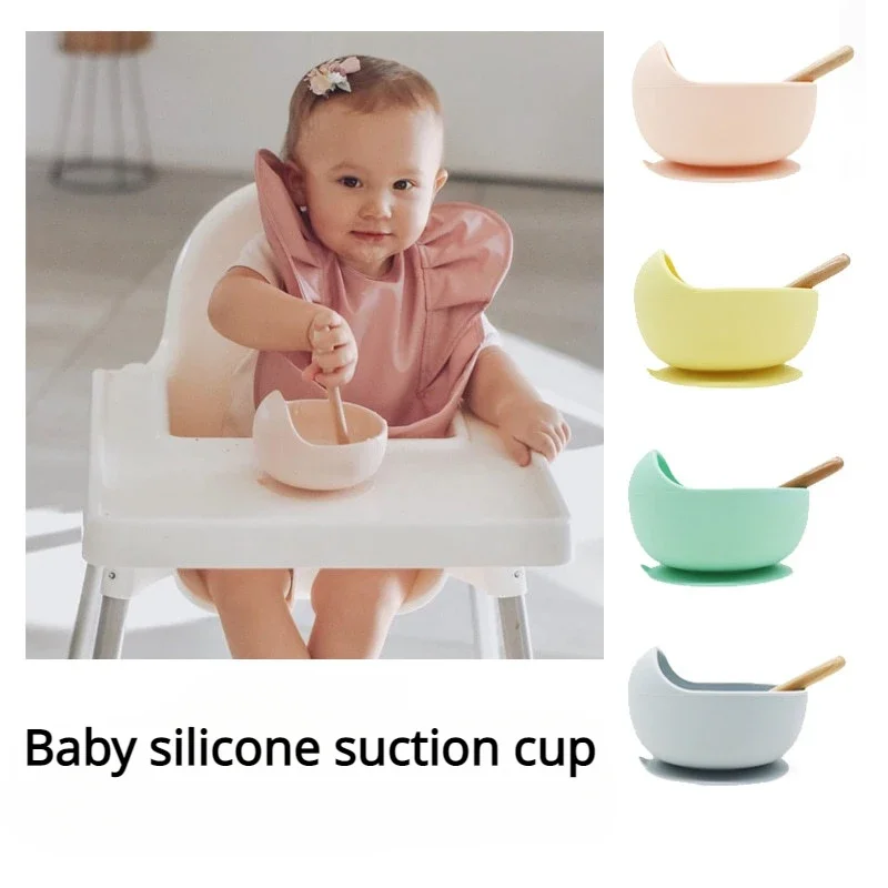 

Baby Silicone Suction Bowl Baby Feeding Cutlery Children's Bowl Fork Spoon Set Food Grade Complementary Food Bowl